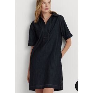 LAUREN RALPH LAUREN Women’s Dark Jones Street Wash Denim Shirt Dress Sz 2X